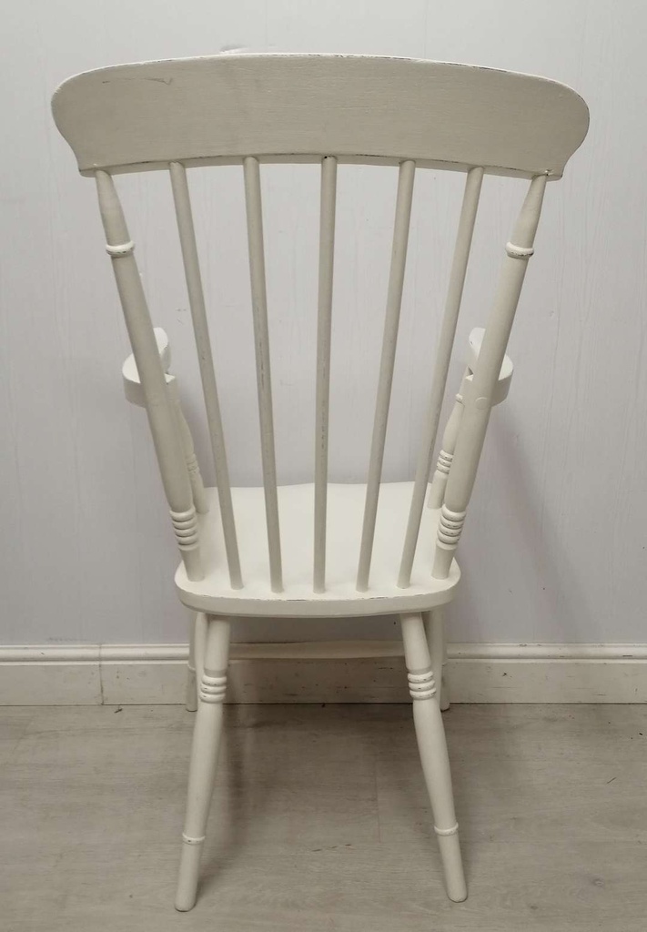 White Distressed High Back Grandfathers Chair