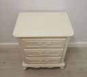 French Style Three Drawer White Bedside