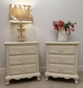 French Style Three Drawer White Bedside
