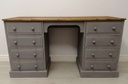 Pine ‘Anthracite’ Eight Drawer Desk.
