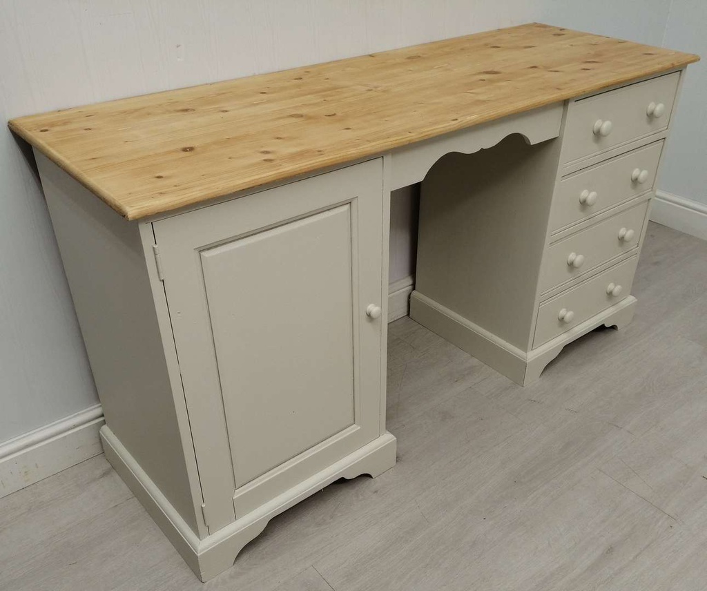 'Shadow White' Pine Four Drawer Desk