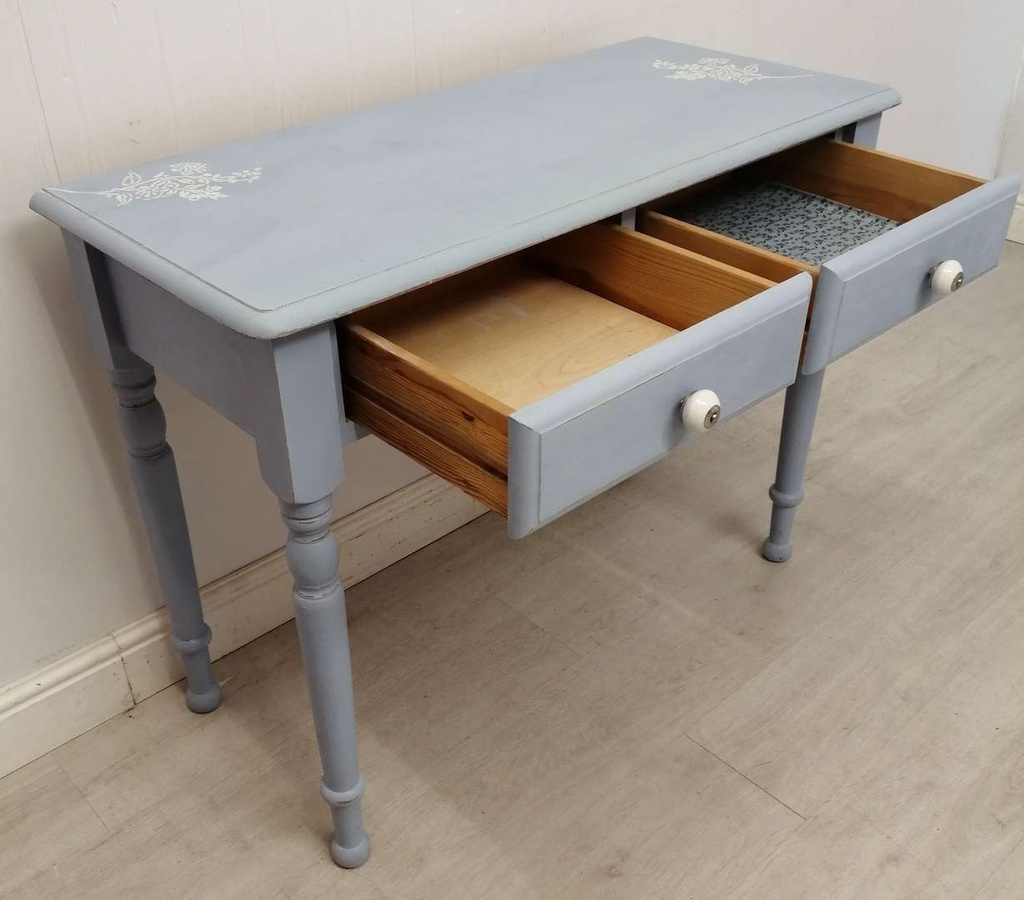 Pine Blue Two Drawer Console Table