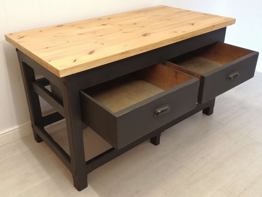 ‘Natural Charcoal’ Large Rustic Pine Kitchen Island