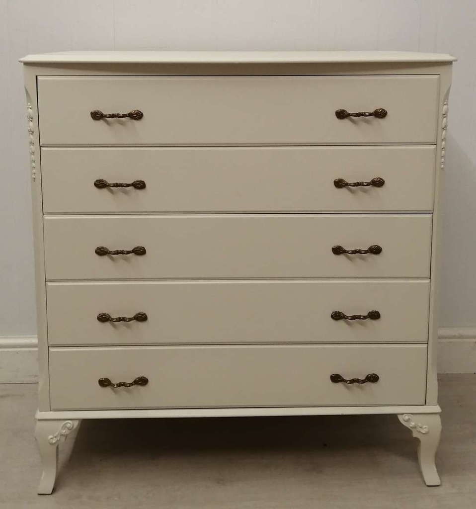 French Style ‘Shadow White’ Five Drawer Chest