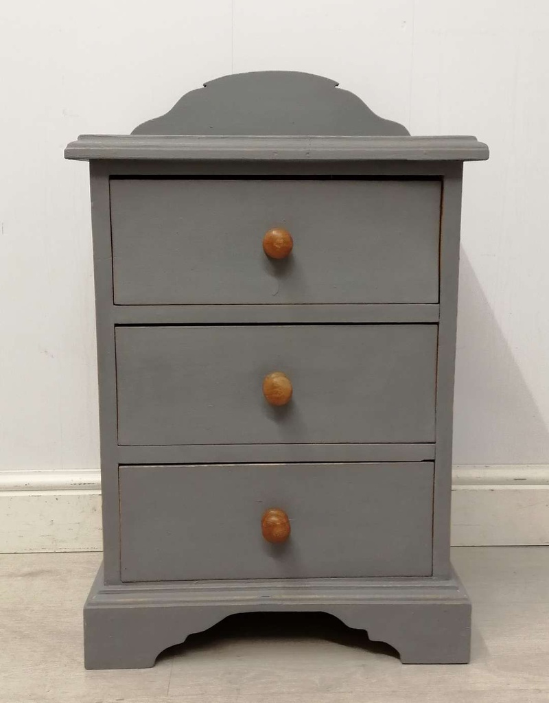 Pine 'Anthracite' Three Drawer Bedside
