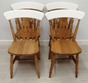 ‘Chalk White’ Pine Dining Table with Drawer &amp; Four Fiddle Back Chairs Set