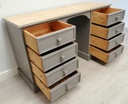 Pine ‘Moles Breath’ Eight Drawer Desk / Dressing Table