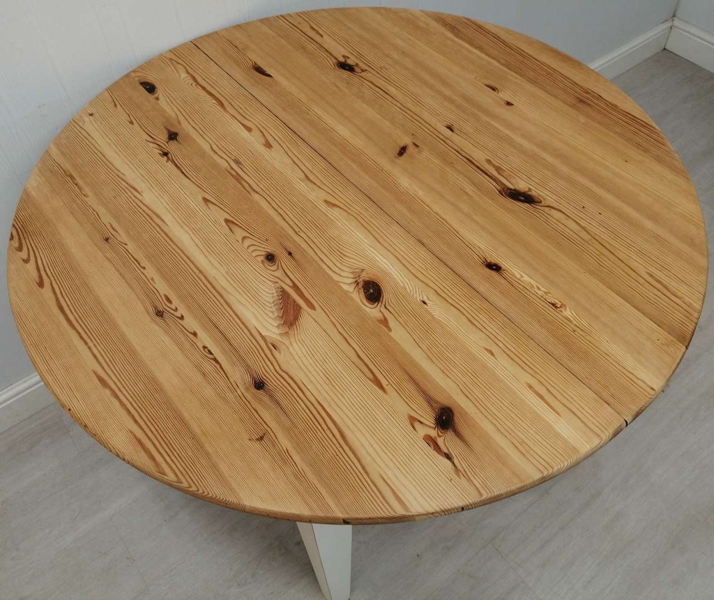 3ft6&quot; ‘Chalk White’ Round Pine Extending Table