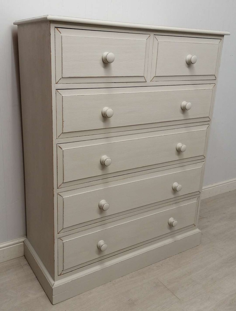 Large Pine ‘Winter Grey’ Six Drawer Chest