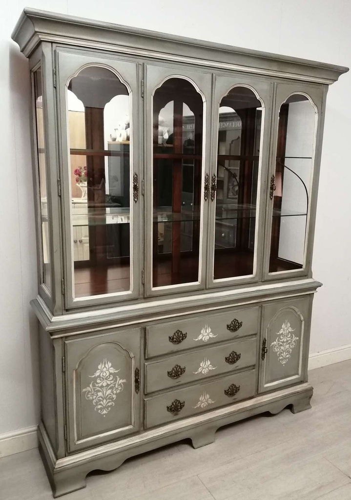 Large Grey Distressed Glazed Top Dresser