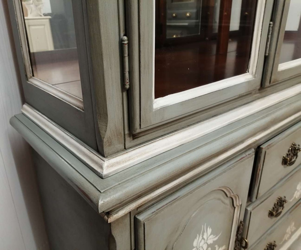 Large Grey Distressed Glazed Top Dresser