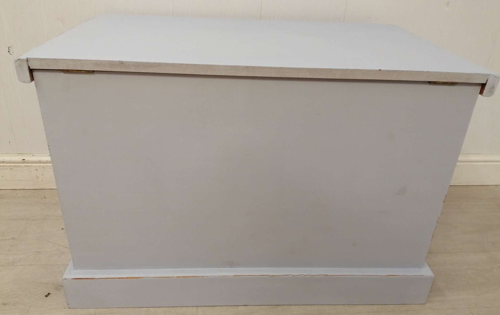 Solid pine blanket/toy chest painted in light blue