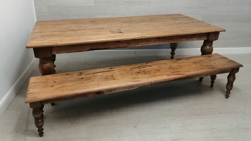 Stunning rustic large table and single bench set