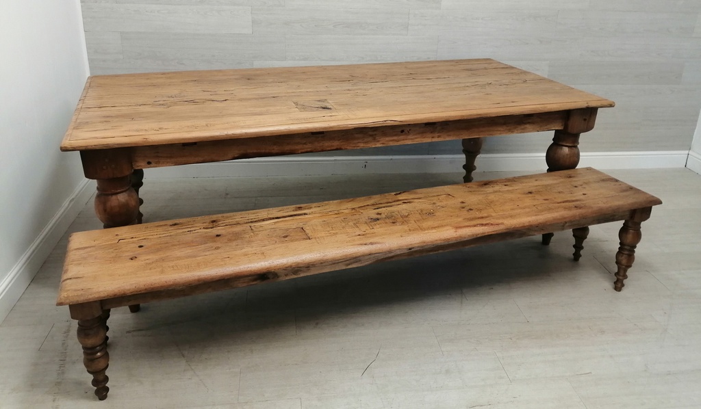 Stunning rustic large table and single bench set