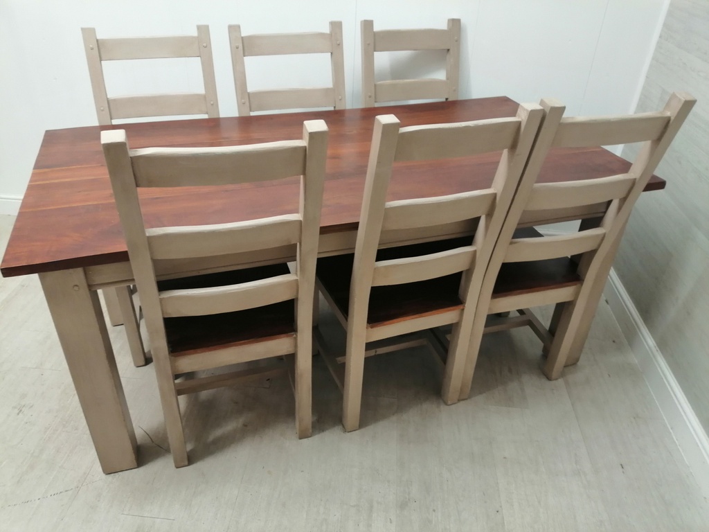 stunning painted dining table and 6 chairs