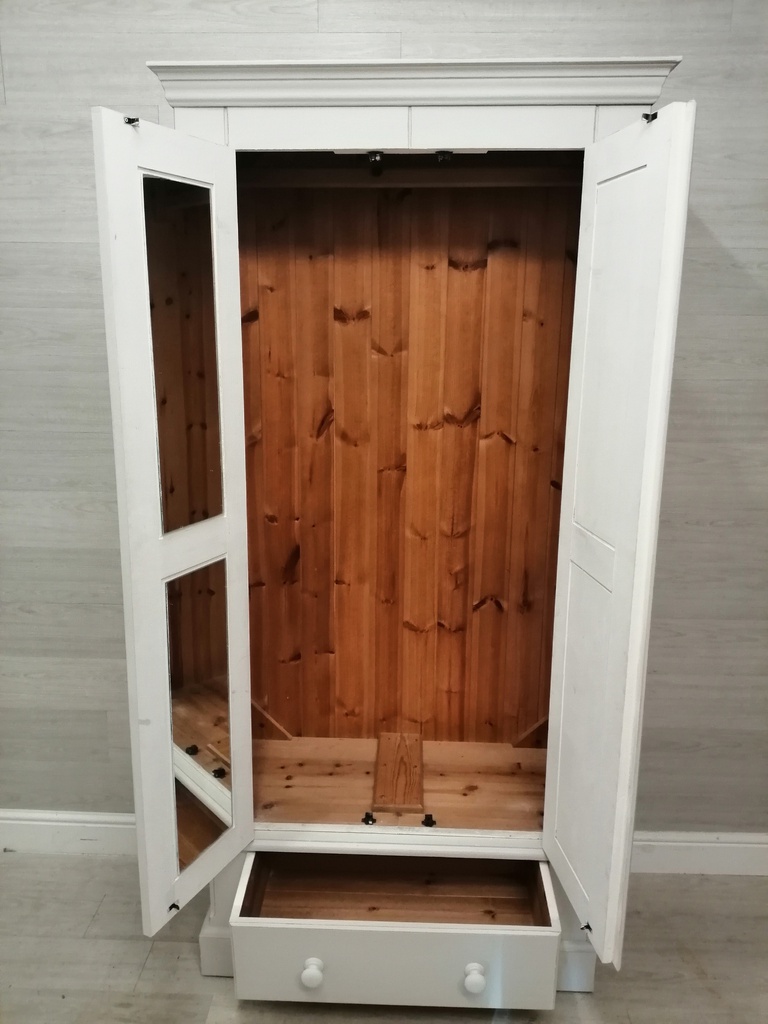 PINE ‘WINTER GREY’ DOUBLE WARDROBE WITH DRAWER