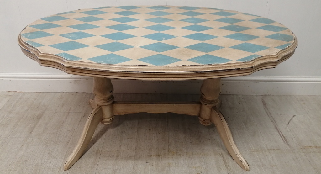 lovely shaped painted coffee table