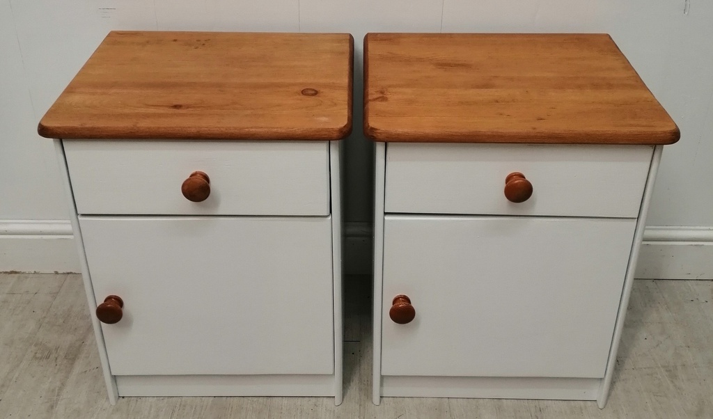 WHITE’ BEDSIDE CUPBOARD PAIR
