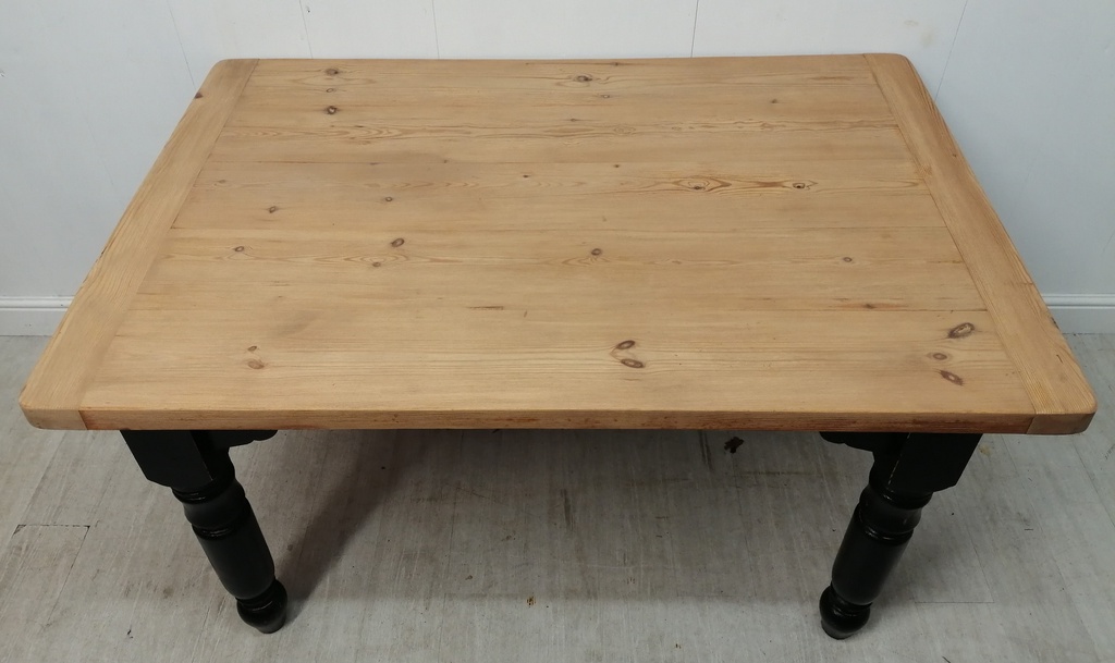 solid pine BREADBOARD END black painted DINING TABLE
