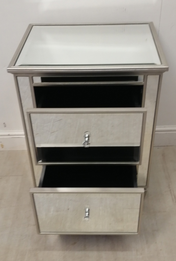 MIRRORED TWO DRAWER BEDSIDE CHEST