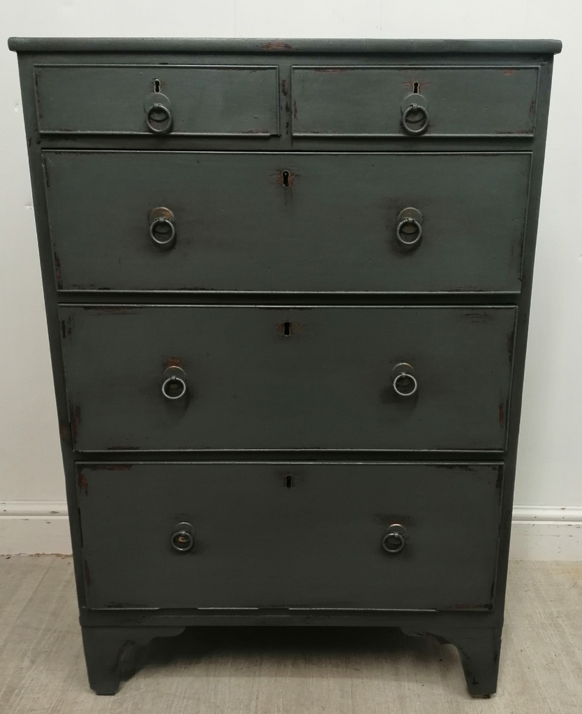 dark grey painted vintage chest of drawers