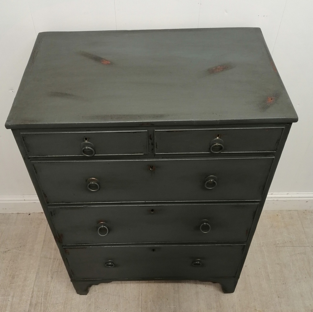 dark grey painted vintage chest of drawers