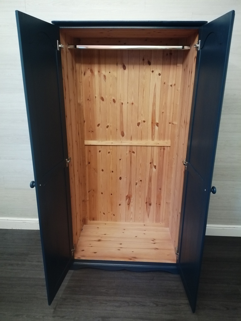 SOLID PINE DOUBLE WARDROBE Painted in F &amp; B hauge blue