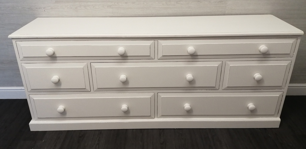 SOLID PINE painted white LARGE 7 DRAWER MERCHANT STYLE PINE CHEST