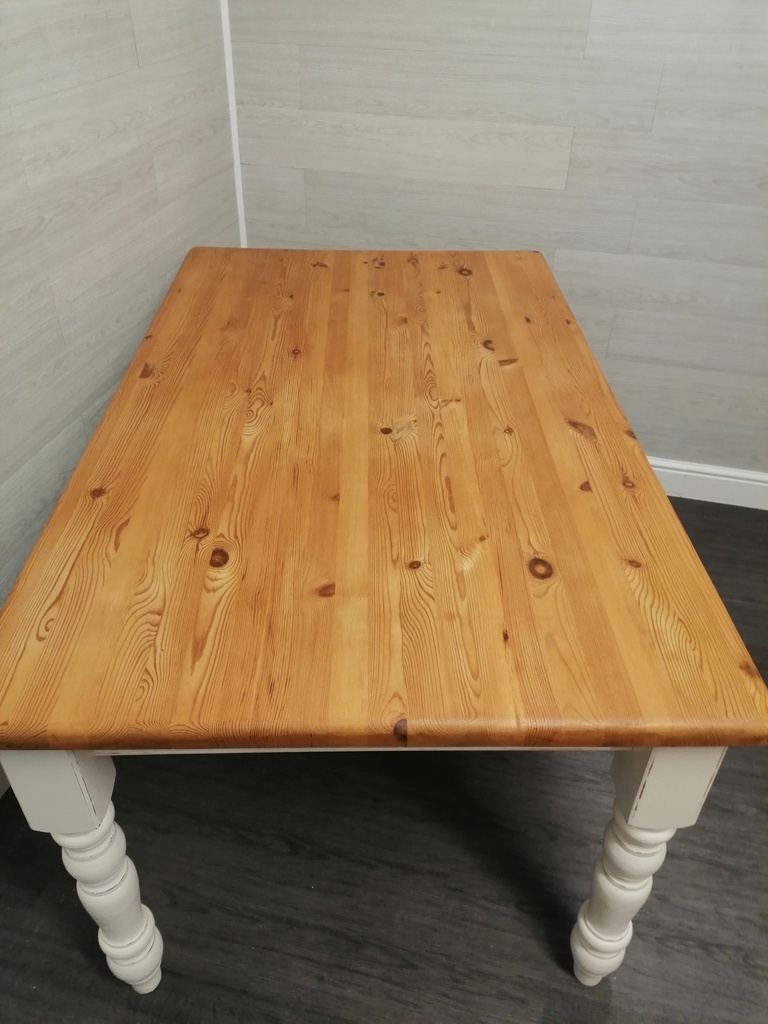 white SHABBY CHIC SOLID PINE DINING TABLE