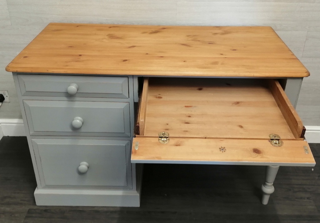 quality pine painted grey computer desk