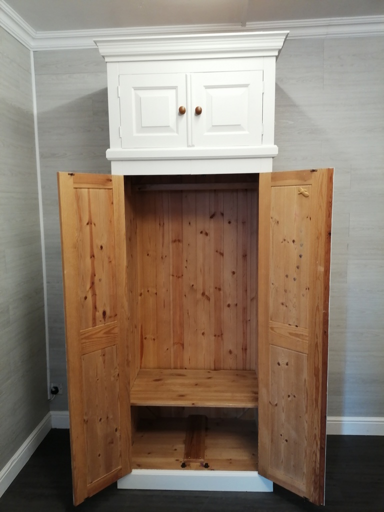 Quality pine painted TOP BOX DOUBLE WARDROBE