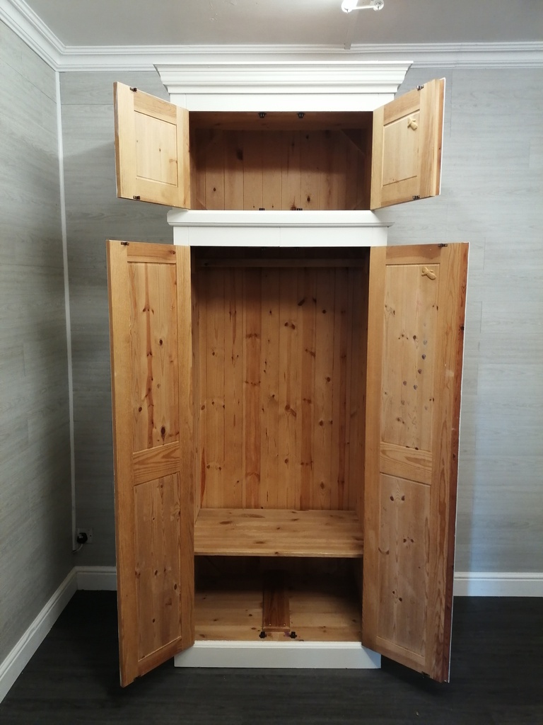 Quality pine painted TOP BOX DOUBLE WARDROBE