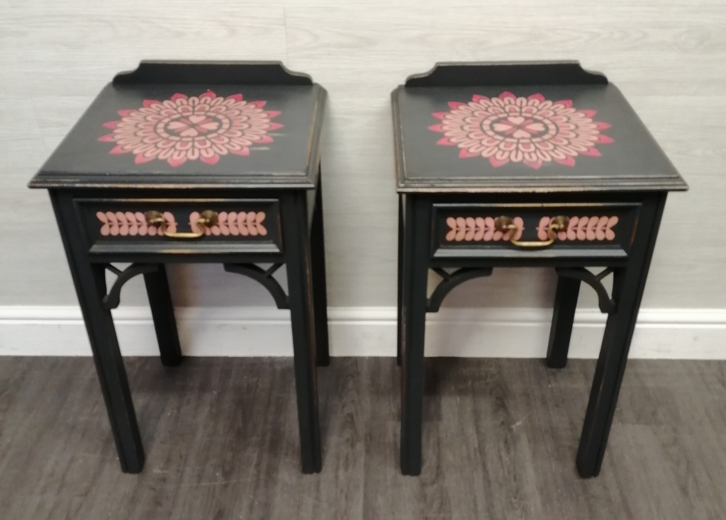 PAIR OF stunning painted  BEDSIDES