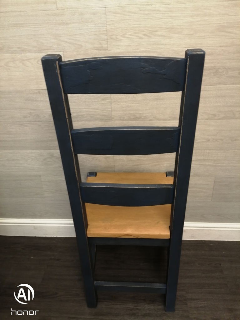 4 X ‘ink blue’ LADDER BACK CHAIRS