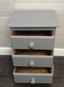 Grey shabby chic Three Drawer Bedside Chest