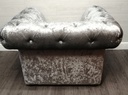 Grey Button Back crush velvet Chesterfield Style armchair