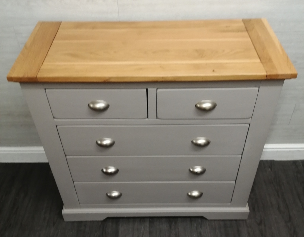 shaker style grey 5 drawer chest