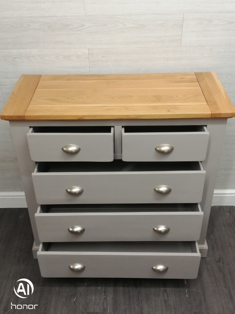 shaker style grey 5 drawer chest