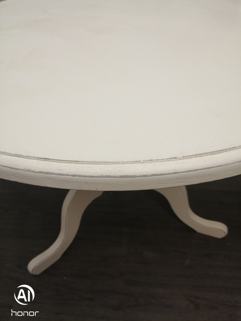 neat round white SHABBY CHIC SOLID PINE DINING TABLE