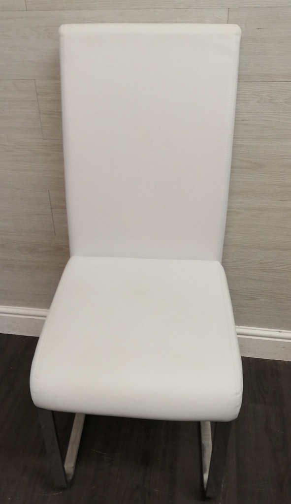 SET OF SIX FAUX LEATHER WHITE CHAIRS