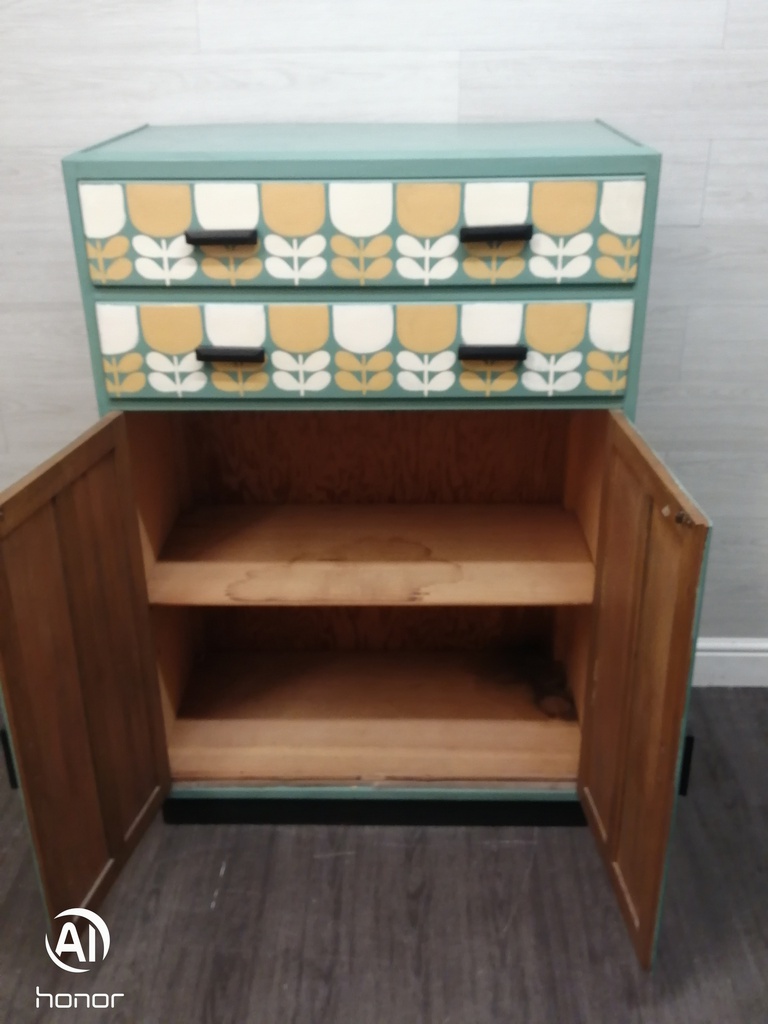 lovely painted retro TALLBOY LINEN CUPBOARD