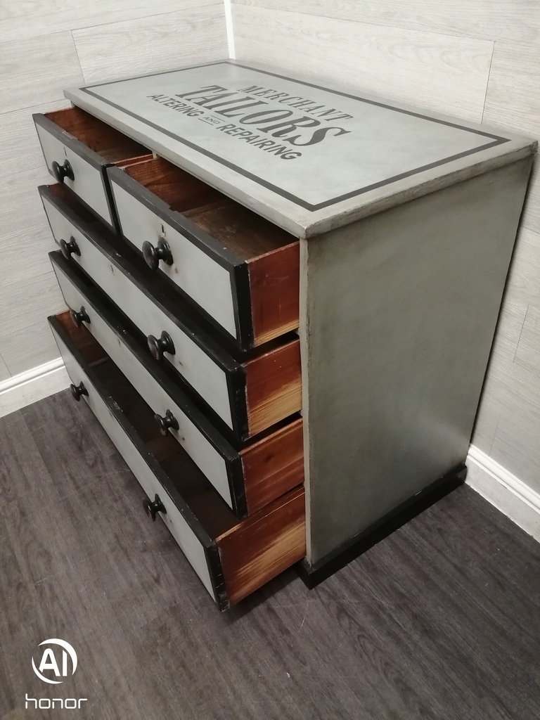 stunning VICTORIAN MAHOGANY painted five drawer chest