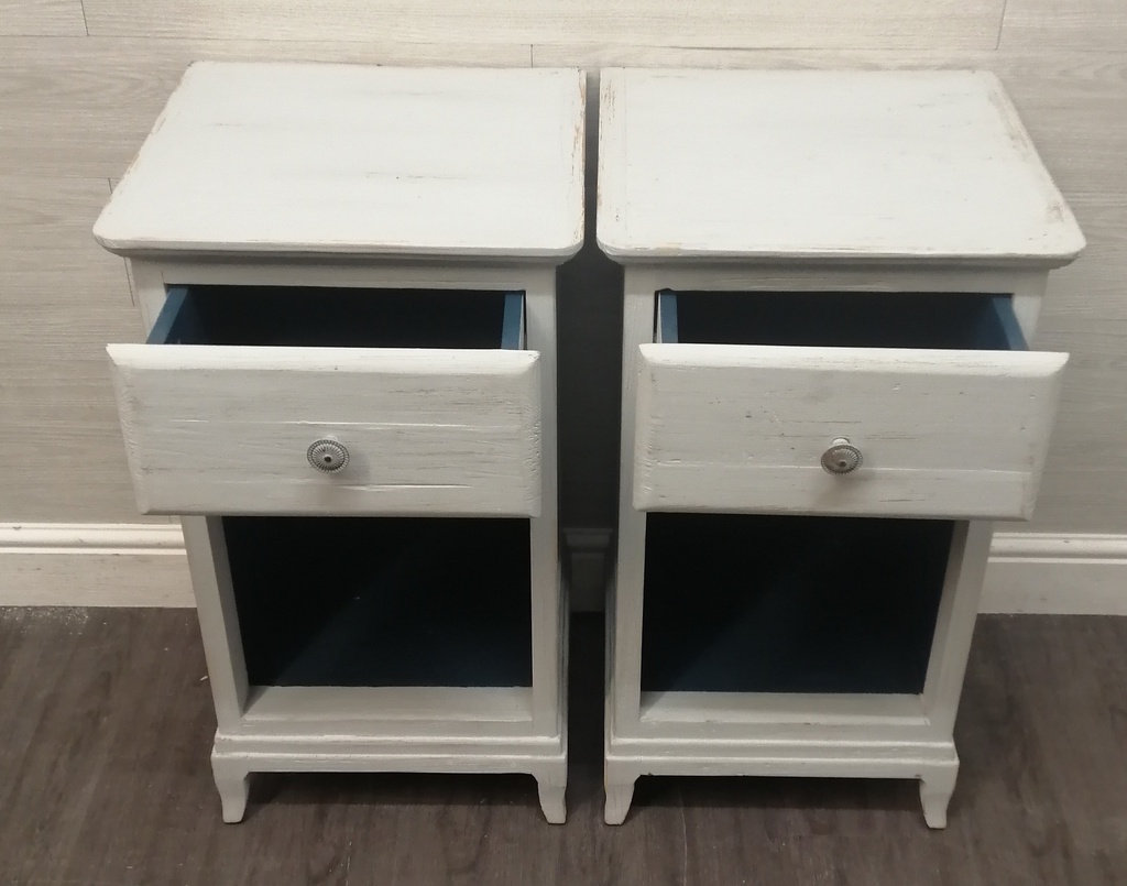 pair of shabby chic french style grey bedsides from loaf