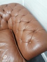 Large tan Leather Button Back Chesterfield Sofa