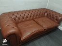 Large tan Leather Button Back Chesterfield Sofa