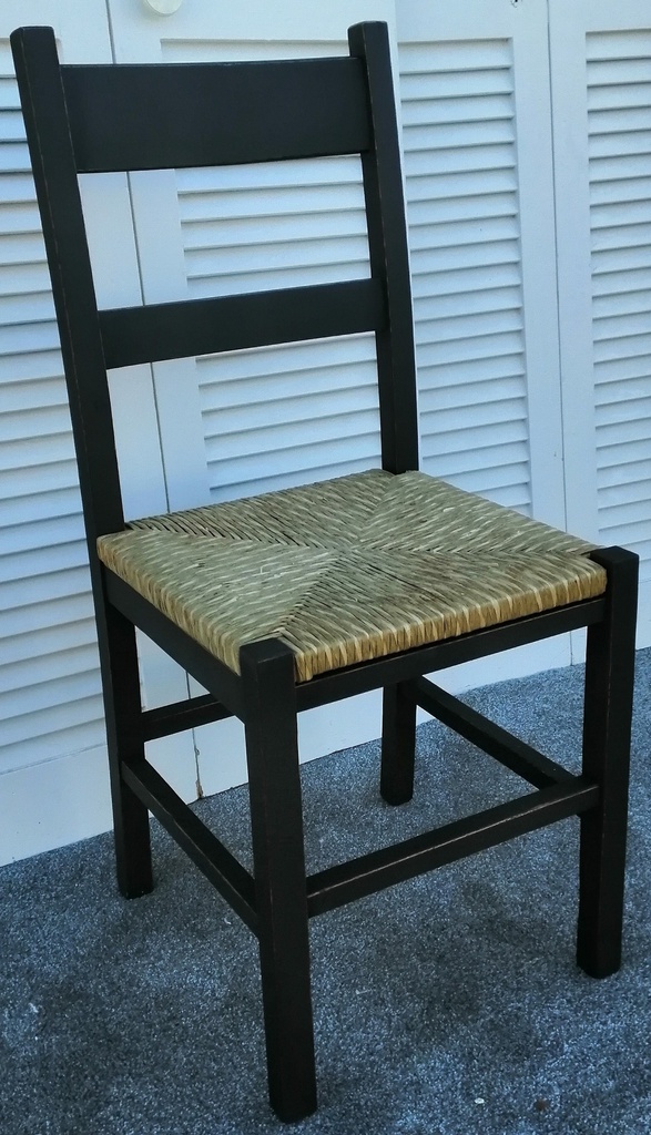 4 x ‘Graphite’ Rush Seat Ladder Back Chairs