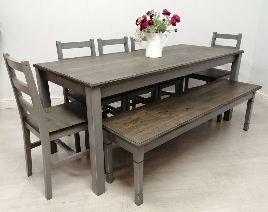 5ft9&quot; Dining Table, Five Ladder Back Chairs &amp; Bench Set