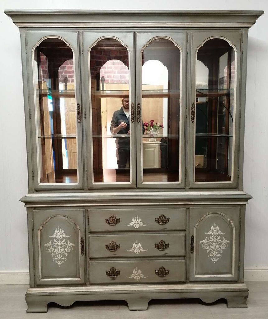 Large Grey Distressed Glazed Top Dresser