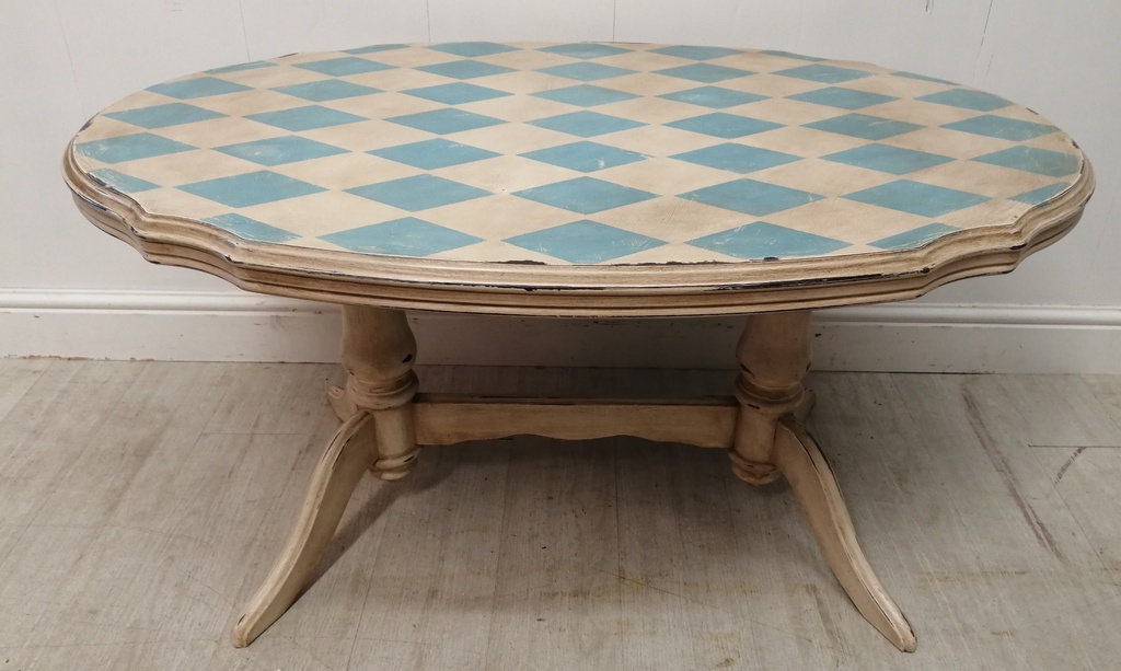 lovely shaped painted coffee table