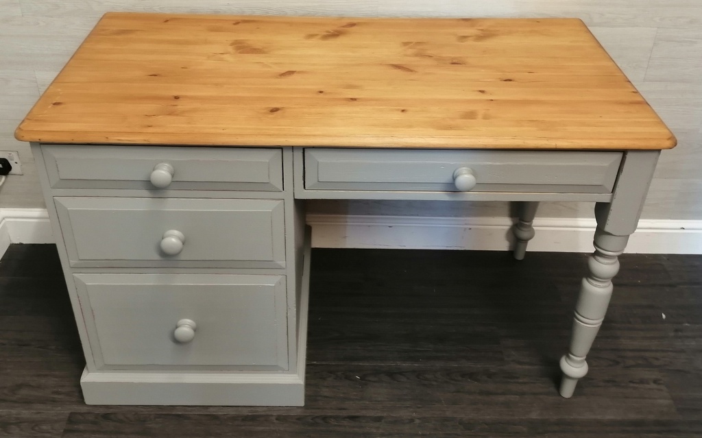 quality pine painted grey computer desk